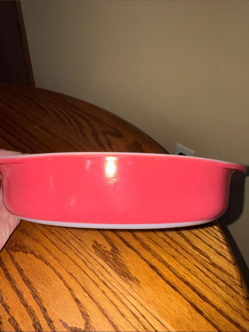 Pyrex Flamingo Pink #221 8.75” Milk Glass Round Cake Pan Vintage